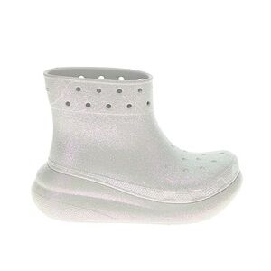 Crocs Unisex Crush Platform Rain Boots in a glittered light silver finish. W9